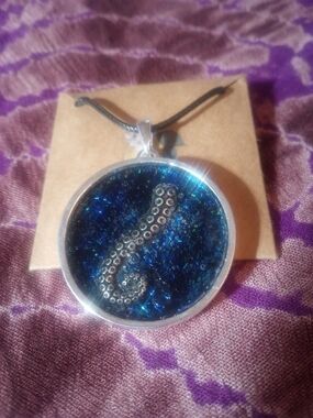 Blue Octopus Tentacle Pendant Necklace